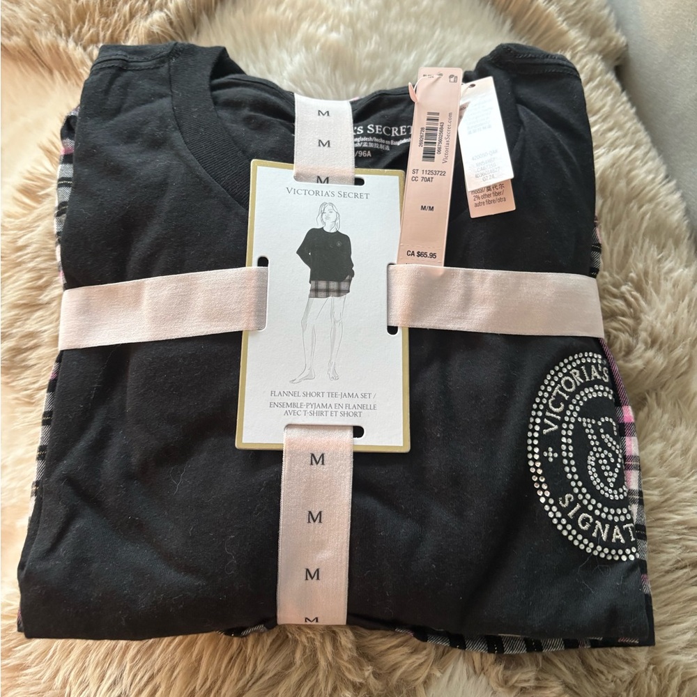 Victoria's Secret Black and Pink Pajama Set